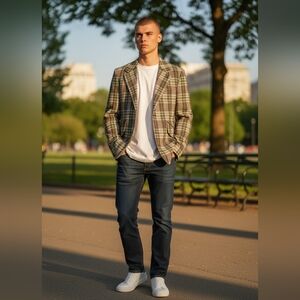 Vintage Men's Green Plaid Blazer